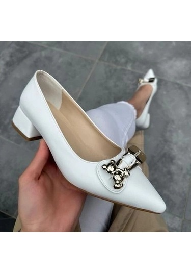 Jies Beyaz Topuklu Ayakkabı Beyaz