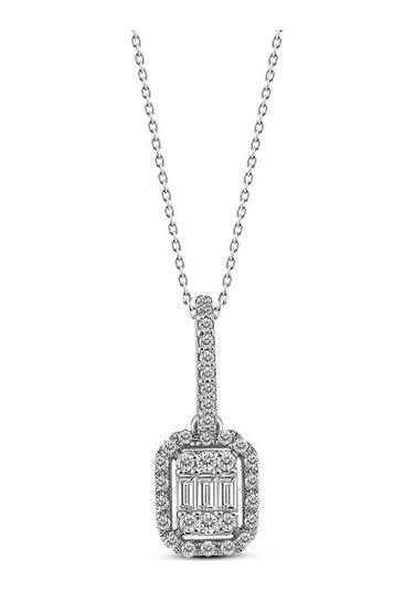 Modern Tasarım 0.25 Ct Baget Kare Tektaş Kolye