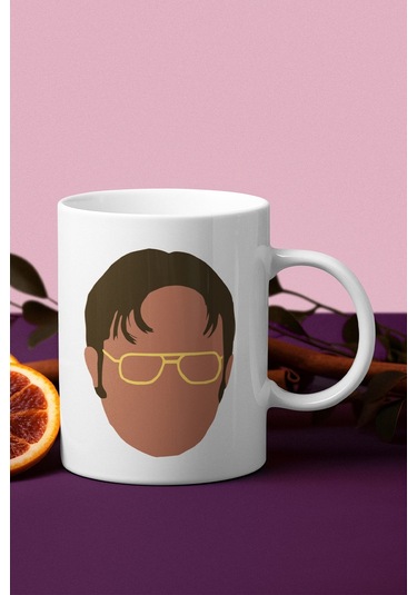 Dwight Schrute Face The Office Baskılı Kupa Bardak Kahverengi