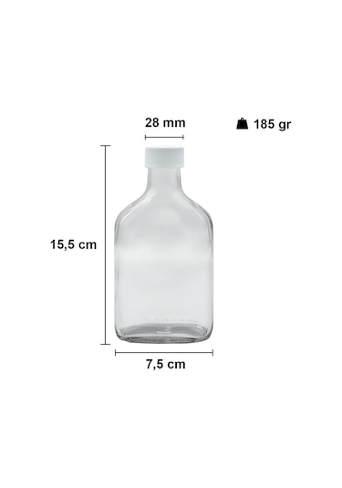 Afracam Cold Brew Yassı Şeffaf 200 ML Beyaz Kapaklı Cam Şişe