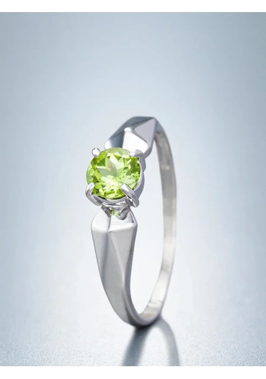 Uvelirnye Tradicii 925 Ayar Gümüş Doğal Krizolit Taşlı Yüzük 411192647 Beyaz