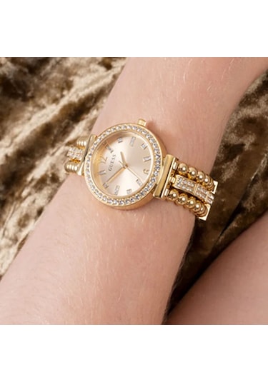 GUESS GUGW0401L2 ALTIN KAPLAMA TAŞLI BAYAN KOL SAATİ