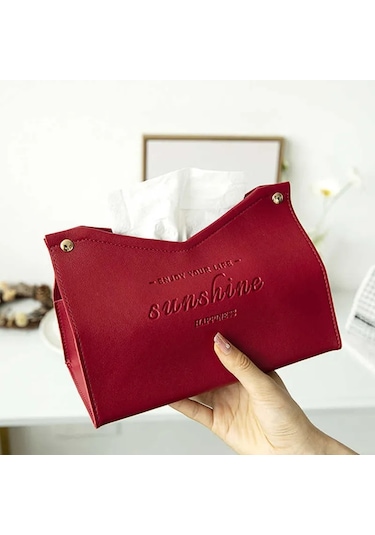 Pink1-leather Doku Kutusu Araba Doku Kutusu Ev Oturma Odası Dekorasyon Yatak Odası Mutfak Masaüstü İskandinav Büyük Saklama Kutusu Peçete Tutucu