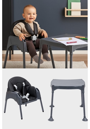 Wellgro Growup Çalışma Masalı Mama Sandalyesi, Siyah