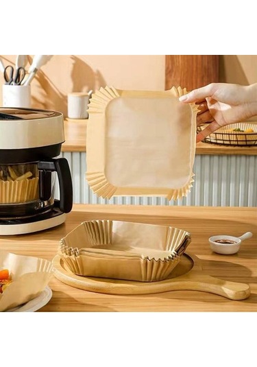 50 Adet Air Fryer Pişirme Kağıdı Tek Kullanımlık Hava Fritöz Yağ Geçirmez Yapışmaz Kare Tabak Model 5250