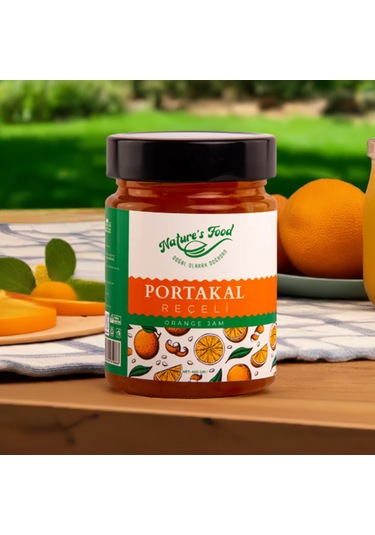 Portakal Reçeli Premium Series 400gr Cam Şişe %65 Portakal Doğal İçerik Doğal Tat Nature's Food