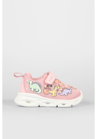 Vicco Dino Işıklı Kız Bebek Pudra Spor Ayakkabı Pudra
