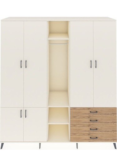 Kronos Dolap 14 Raflı 4 Çekmeceli Tek Askılı 220x59x243 Aytaşı-aytaşı/çam Aytası/atlas Çam