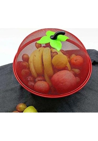 Pazly Kırmızı Metal Meyve Sepeti Sebze Havzası Taşınabilir Çok Fonksiyonlu 28x24cm Mutfak Yemek Örtüsü Kırmızı