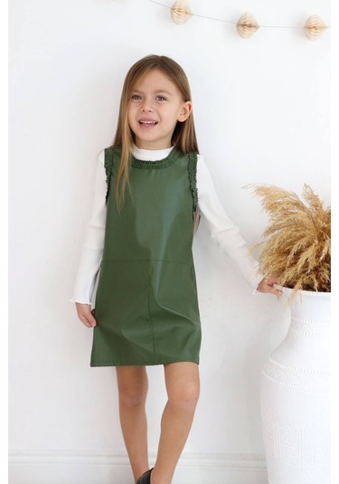 Kız Çocuk Fitilli Bady Deri Jile Tarz Kombin 001