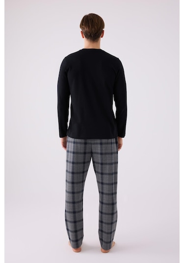 Arnetta 3152 Büyük Beden Erkek Uzun Kol Düğmeli Pijama Takım 001