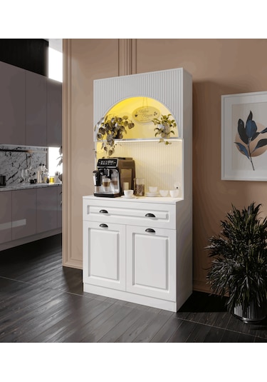 Guneystore Armoni Black Mini Kahve Köşesi Komple Mdf Beyaz