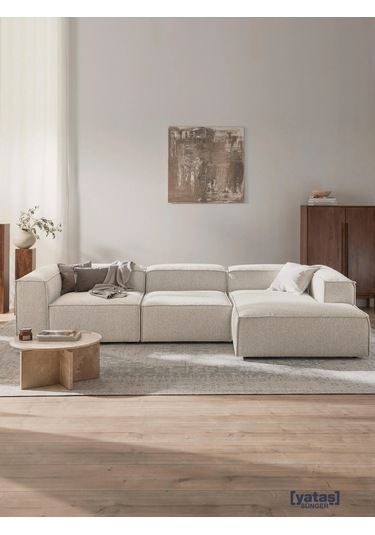 Most Mollis Plus 3 Modül Sağ Köşe Koltuk 01 Lüks Beyaz Bukle Kuma