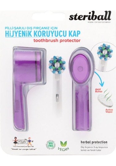 Steriball Pilli Veya Şarjlı Diş Fırçaları İçin Hijyenik Diş Fırçası Kabı - Mor