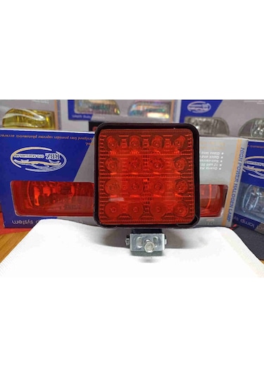 Off Road Sis Farı Sis Lambası 16 Led Kare 2'li Paket Kırmızı