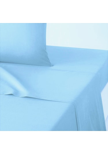 Makiteks Pamuklu Açık Mavi 240x260 Çift Kişilik Lastiksiz Düz Çar