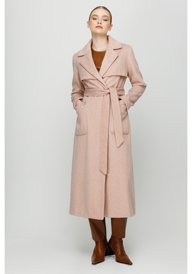 Aller Detaylı Torba Cepli Ara Boy Manto Pudra-pudra Pudra