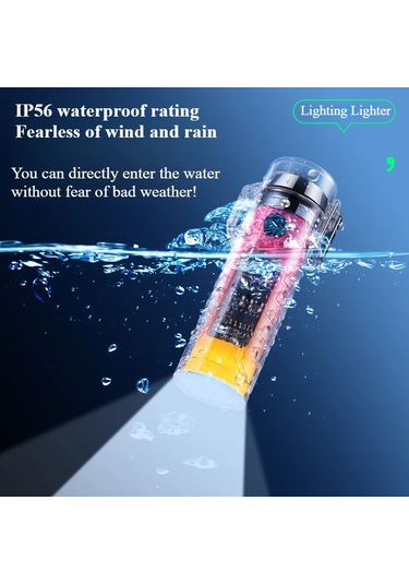 Açık Geçirmez Çakmak Şeffaf Kabuk Elekikli Çakmak Kamp Aracı Torch Çakmak Su Black Siyah