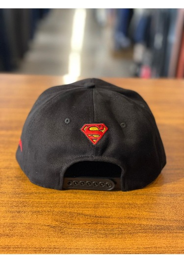 Superman Siyah Kanvas Hiphop Snapback Rapper Basket Cap Şapka
