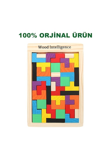 Montessori Ahşap Tetris & Blok Puzzle Zeka Oyuncağı Seti
