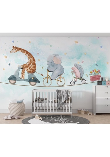 Ip Üzerinde Bisiklet Süren Sevimli Hayvanlar Duvar Kağıdı