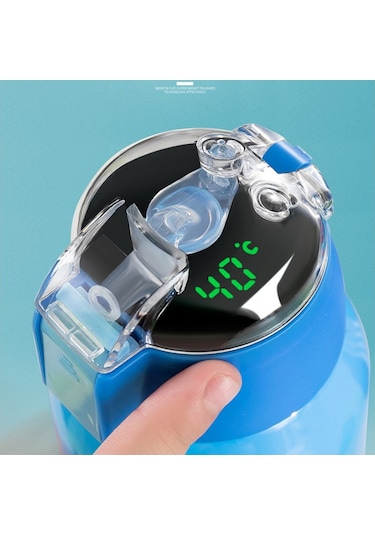 316 Kalite Paslanmaz Çelik Çocuklar İçin Bpa İçermeyen Soğuk Tutan Termal Yalıtımlı Led Işıklı Akıllı Termos Bardak 500 Ml Kapasiteli Yeşil