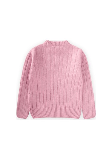 Cigit Saç Örgülü Kazak 1-8 Yaş Pudra Pembe Pudra Pembe