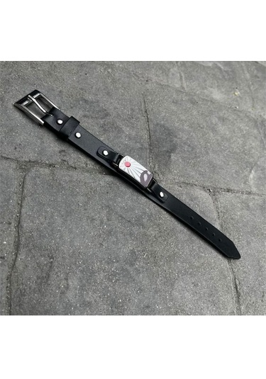 Demon Slayer Sembollü Deri Bileklik Anime Manga Cosplay Siyah