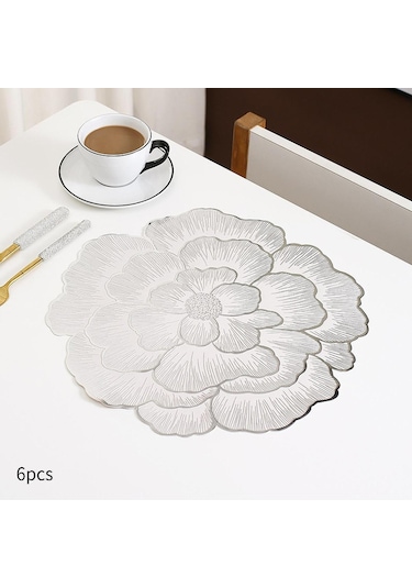 Suntek 6pcs Placemats Yemek Masası Yer Paspas Dekor Mutfak Ev Gümüş