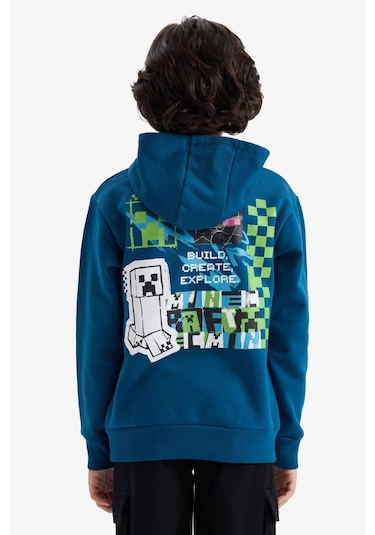 Defacto Erkek Çocuk Minecraft Kapüşonlu Sweatshirt G6915a825cwın101 İndigo-ın101 Defacto Erkek Çocuk Minecraft Kapüşonlu Sweatshirt G6915a825cwın101 İndigo-ın101
