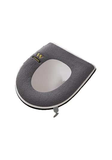 Kalın Peluş Klozet Kapağı Kolu Tuvalet Pedi Evrensel Closestool Mat Kış Gri