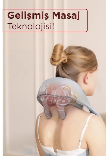 Vnb-01 Gri İnsan Eli Hissi Veren Şarjlı Masaj Cihazı Boyun Sırt Ve Bacak Masaj Cihazı Gri