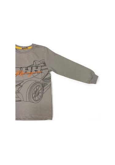 Erkek Çocuk Racing Sweatshirt-14666 Gri