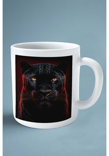 Panter Baskılı Kupa Bardak Çift Taraflı Kişiye Özel Çerçeveli Renkli Model 5 Çok Renkli