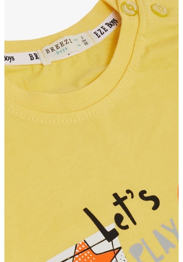 Breeze Erkek Çocuk Şortlu Takım Oyun Zamanı Mutlu Hayvancıklar Baskılı 1-4 Yaş, Sarı-sarı Sarı