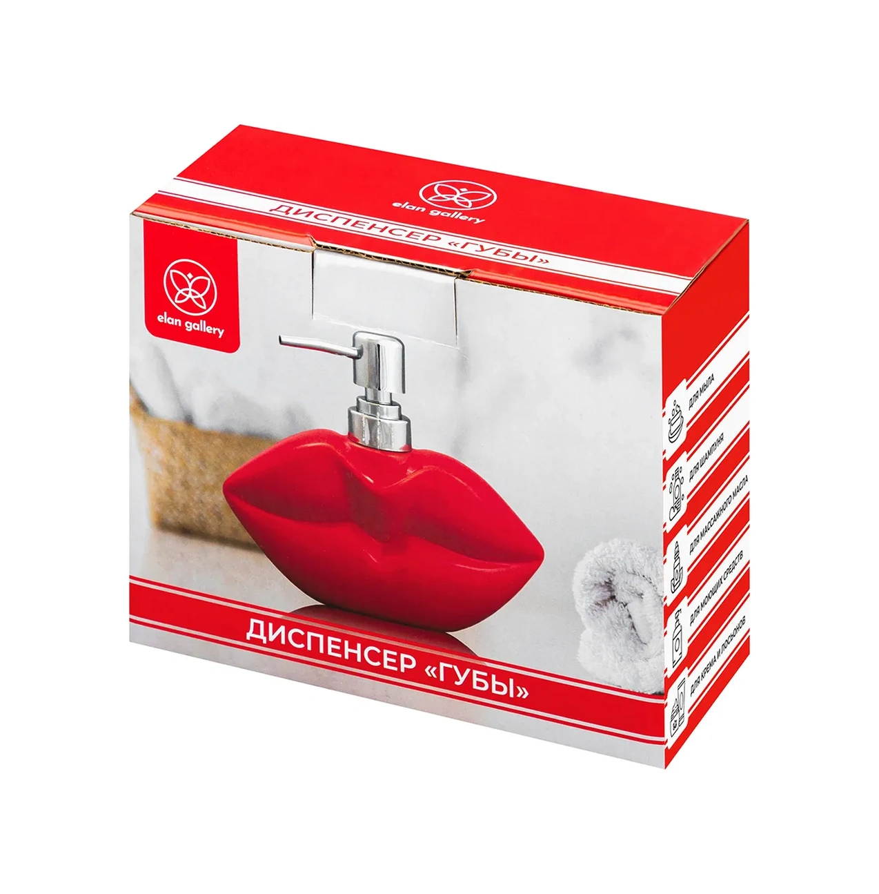 Elan Gallery "dudaklar" Sıvı Sabun Dispanseri, 400 Ml 2161600 Kırmızı