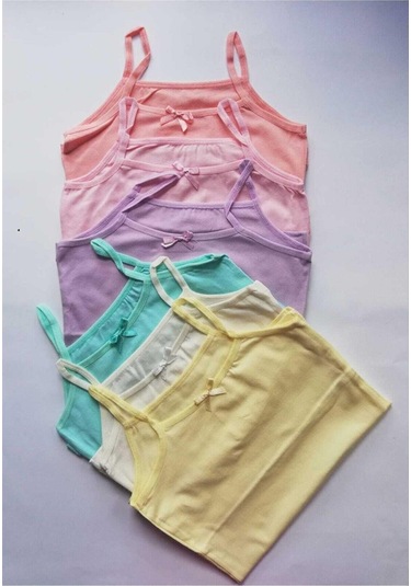 Kota 3411x12 Kız Çocuk 12'li Likralı İp Askılı Karışık Desen Atlet-renkli Asorti