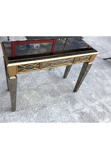 Dresuar Motifli Ayna Kaplamalı Model Parlak Gold Renk Kayın Torn (382320600) Altın