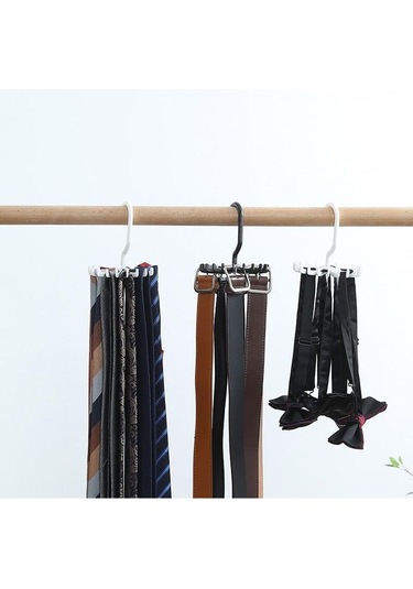 Siyah 360 Derece Dönen Kemer Rafı Boyun Kravat Askısı Depolama Askısı Kravat Kemer Boyun Tutucu Yerden Tasarruf 20 Kanca Elbise Askısı Siyah