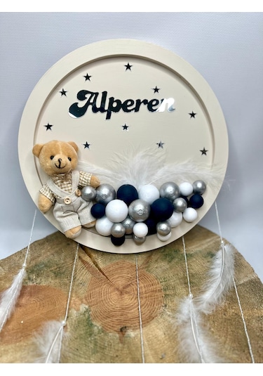 Bebek Kapı Süsü-erkek Bebek-balonlu Kapı Süsü- Bej