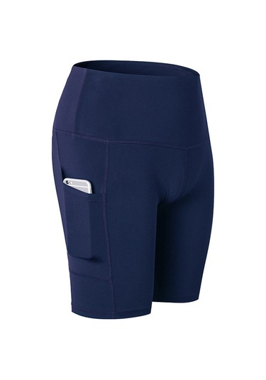 Springsun Kadınlar İçin Yüksek Bel Yoga Şortu, Eğitmen Koşu Antrenmanı, Hızlı Kuruyan Daralıcı Esnek Spor Şort, Lacivert, L Diğer