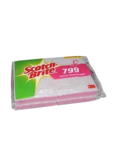 Scotch Brite 799 Hassas Yüzey Süngeri 4 Adet Pembe