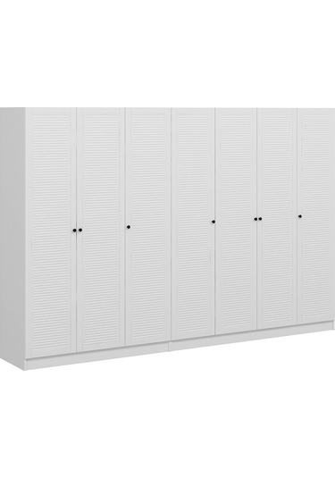 Minar Kale 7 Mebran Panjur Kapaklı 4 Çekmeceli Dolap Beyaz/beyaz 190cm