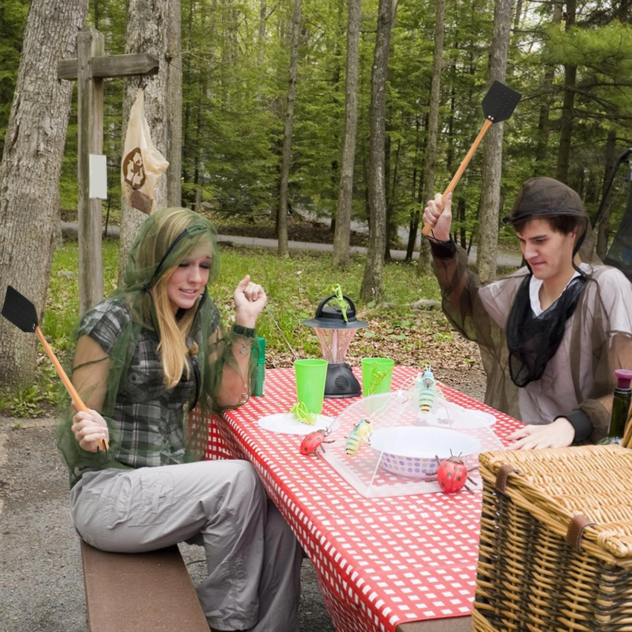 Yaleker 2 Adet Siyah Deri Ve Ahşap Uçlu Dayanıklı Sinek Vuruğu, Uzun Saplı El Yakalama Kolu Siyah