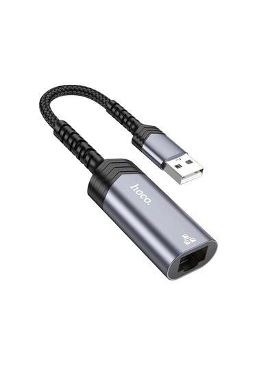 Hoco. Ua26 Tak Çalıştır Usb To Rj45 100 Mbps Ethernet Dönüştürücü - Gri
