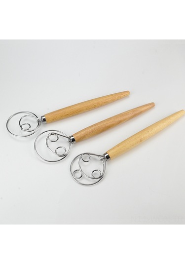 Neevoyu Mutfak Pasta Hamuru Karıştırıcı - Ahşap Saplı 13 İnç, Kek Ve Pastane Malzemeleri İçin Kolay Kullanım, Dayanıklı Mutfak Aleti Ahşap