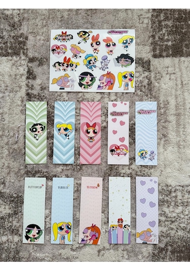 Powerpuff Girls Kitap Ayraç Ve Stickers Çıkartma Seti Pytkstkryr7