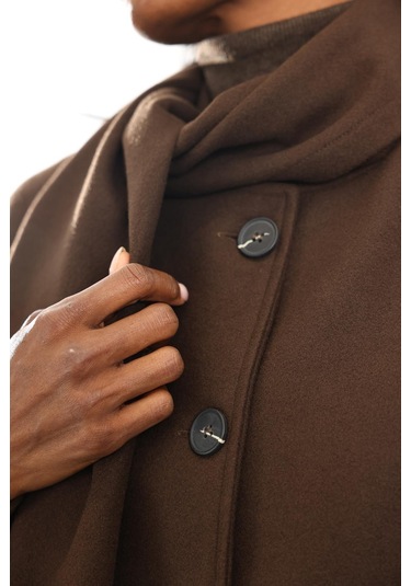 Kahverengi Atkılı Kaşe Mont D99800 Kahverengi