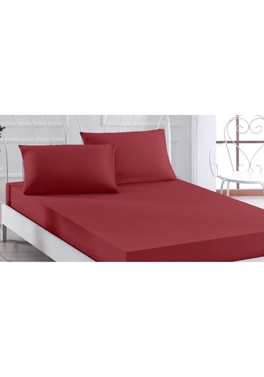 120 Lik Penye Lastikli Çarşaf 120 200 Cm Bordo Bordo