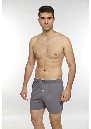 Kolcu Önü Düğmeli Erkek Havlu Bel Boxer K13230 - Füme Füme